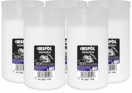 Parafínové vložky do svietnikov BISPOL P500 80H, balenie 5 ks